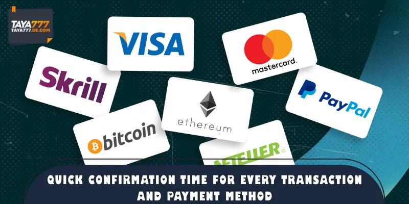Quick confirmation time for every transaction and payment method